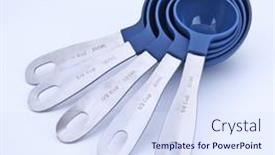  Presentation with equipment - Presentation theme featuring measuring-spoons-set-on-white background and a sky blue colored foreground