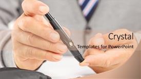  Presentation with glucometer - PPT layouts with measuring sugar level in blood background and a coral colored foreground