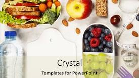  Presentation with health diet - Slides having measuring tape and alarm clock background and a  colored foreground