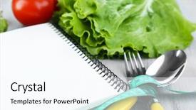  Presentation with diet - Colorful presentation enhanced with measuring tape and notebook backdrop and a cool aqua colored foreground
