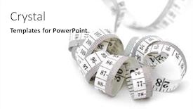  Presentation with measuring - Colorful presentation design enhanced with measuring tape for tailors isolated on white background backdrop and a white colored foreground