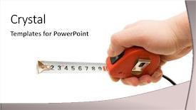  Presentation with tape - Cool new presentation theme with measuring tape in a man hand backdrop and a white colored foreground