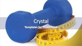  Presentation with dumbell - Slide deck having white spotted dalmatian dog background and a dark gray colored foreground.