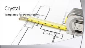  Presentation with tape - Slide deck with measuring tape on floor plans background and a white colored foreground