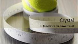 Presentation with tape - PPT theme consisting of measuring tape with green tennis ball background and a yellow colored foreground