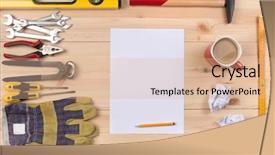  Presentation with planning - Beautiful presentation theme featuring measuring tools - planning work backdrop and a  colored foreground