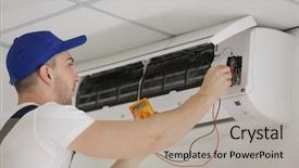  Presentation with conditioner - Slide deck enhanced with measuring voltage in air conditioner background and a mint green colored foreground