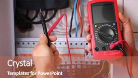  Presentation with distribution - Theme featuring measuring voltage in distribution board background and a coral colored foreground