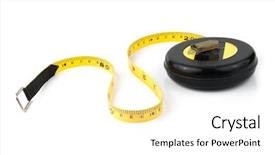  Presentation with measuring - Audience pleasing slides consisting of measuring-yellow-tape-tool-ower backdrop and a  colored foreground