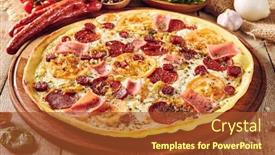  Presentation with tomato - Presentation design featuring meat-and-tomato-pizza background and a red colored foreground