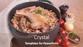  Presentation with beans - PPT theme consisting of meat-and-white-beans background and a tawny brown colored foreground