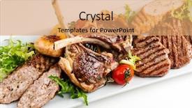  Presentation with white plate - Slide deck having meat appetizer on the white background and a coral colored foreground