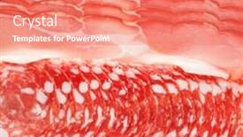  Presentation with appetizer - PPT layouts with meat appetizer background and a coral colored foreground