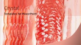  Presentation with appetizer - Slides having meat appetizer background and a coral colored foreground