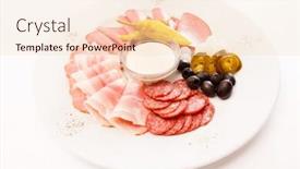  Presentation with appetizer - Cool new PPT theme with meat appetizer backdrop and a lemonade colored foreground