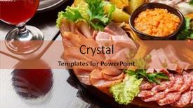  Presentation with appetizer - Beautiful slides featuring meat appetizer backdrop and a coral colored foreground