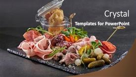  Presentation with appetizers - Cool new theme with meat-appetizers-on-the-black backdrop and a dark gray colored foreground