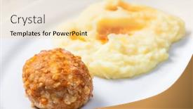  Presentation with served - Audience pleasing theme consisting of meat-ball-with-cheese-served backdrop and a blonde colored foreground