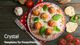  Presentation with meat - Presentation theme having meat balls in tomato sauce with boiled rice and lentil wooden spoon on wooden background background and a tawny brown colored foreground