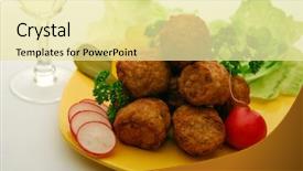  Presentation with meat - Slides consisting of pickleball - meat balls on yellow plate background and a blonde colored foreground