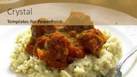  Presentation with couscous - Presentation theme having meat-balls-with-couscous background and a gold colored foreground