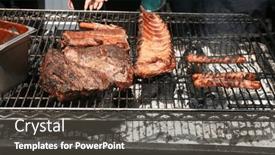  Presentation with sports event - PPT theme having meat-barbecue-grill-steak-ribs background and a dark gray colored foreground