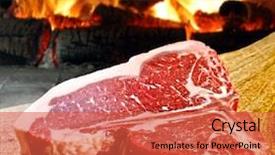  Presentation with cacao fruit raw cacao beans - Slide deck having meat butcher - raw steak background and a red colored foreground