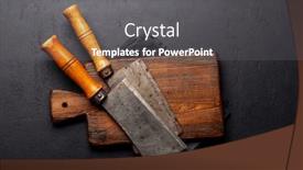  Presentation with butcher - Presentation theme featuring meat-butcher-knifes-on-cutting background and a gray colored foreground