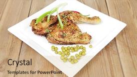  Presentation with peas - Audience pleasing slides consisting of white plate over wooden backdrop and a coral colored foreground