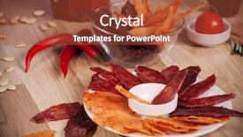  Presentation with pumpkin seeds - Audience pleasing PPT theme consisting of meat chips on a plate with pepper pumpkin seeds and pepper backdrop and a red colored foreground