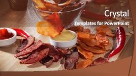  Presentation with pumpkin seeds - Colorful slide set enhanced with food biltong - meat chips on a plate backdrop and a tawny brown colored foreground