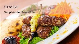  Presentation with kebab - Audience pleasing presentation design consisting of meat cuisine - kebab served backdrop and a lemonade colored foreground