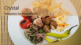  Presentation with kebab - Slide deck enhanced with meat-cuisine-kebab-served background and a yellow colored foreground
