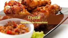  Presentation with chicken curry - Audience pleasing presentation consisting of meat dishes - fried chicken wing backdrop and a tawny brown colored foreground