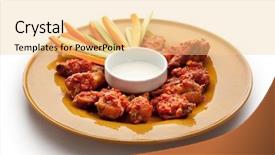  Presentation with hot sauce - Colorful slides enhanced with meat dishes - fried chicken wings backdrop and a blonde colored foreground