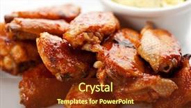  Presentation with hot sauce - Presentation enhanced with meat dishes - fried chicken wings background and a  colored foreground