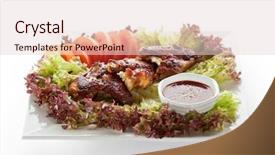  Presentation with hot sauce - Slide set enhanced with meat dishes - fried chicken wings background and a lemonade colored foreground