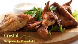  Presentation with hot sauce - PPT layouts enhanced with meat dishes - grilled chicken wing background and a tawny brown colored foreground