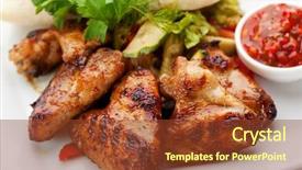  Presentation with grilled chicken - Audience pleasing PPT theme consisting of meat dishes - grilled chicken wings backdrop and a tawny brown colored foreground
