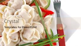  Presentation with white plate - Beautiful PPT theme featuring meat-dumplings-served-on-white backdrop and a lemonade colored foreground