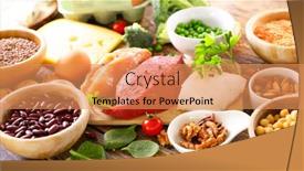  Presentation with dairy - Amazing theme having meat-fish-legume-and-dairy backdrop and a coral colored foreground