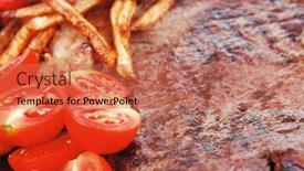  Presentation with food grill - Amazing presentation design having meat-food-big-grill-beef backdrop and a coral colored foreground