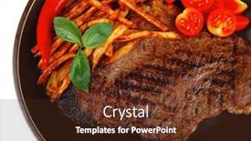  Presentation with food grill - Amazing slide deck having meat-food-big-grill-beef backdrop and a tawny brown colored foreground