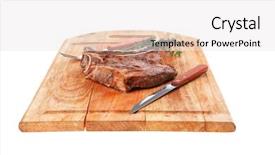  Presentation with real food beef - PPT theme consisting of meat food grilled beef spare background and a  colored foreground