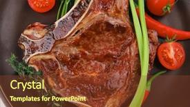  Presentation with meat food - PPT theme enhanced with meat food grilled beef spare background and a tawny brown colored foreground