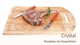  Presentation with meat food - Beautiful slide set featuring meat food grilled beef spare backdrop and a  colored foreground