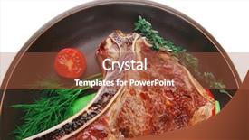 Presentation with food grill - Presentation theme enhanced with meat food grilled beef spare background and a  colored foreground