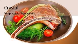  Presentation with meat food - PPT layouts consisting of meat food grilled beef spare background and a coral colored foreground