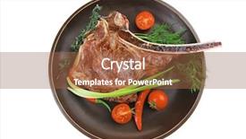  Presentation with meat food - Amazing slide deck having meat food grilled beef spare backdrop and a red colored foreground