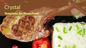  Presentation with ribs - Beautiful PPT theme featuring meat-food-ribs-on-black backdrop and a tawny brown colored foreground